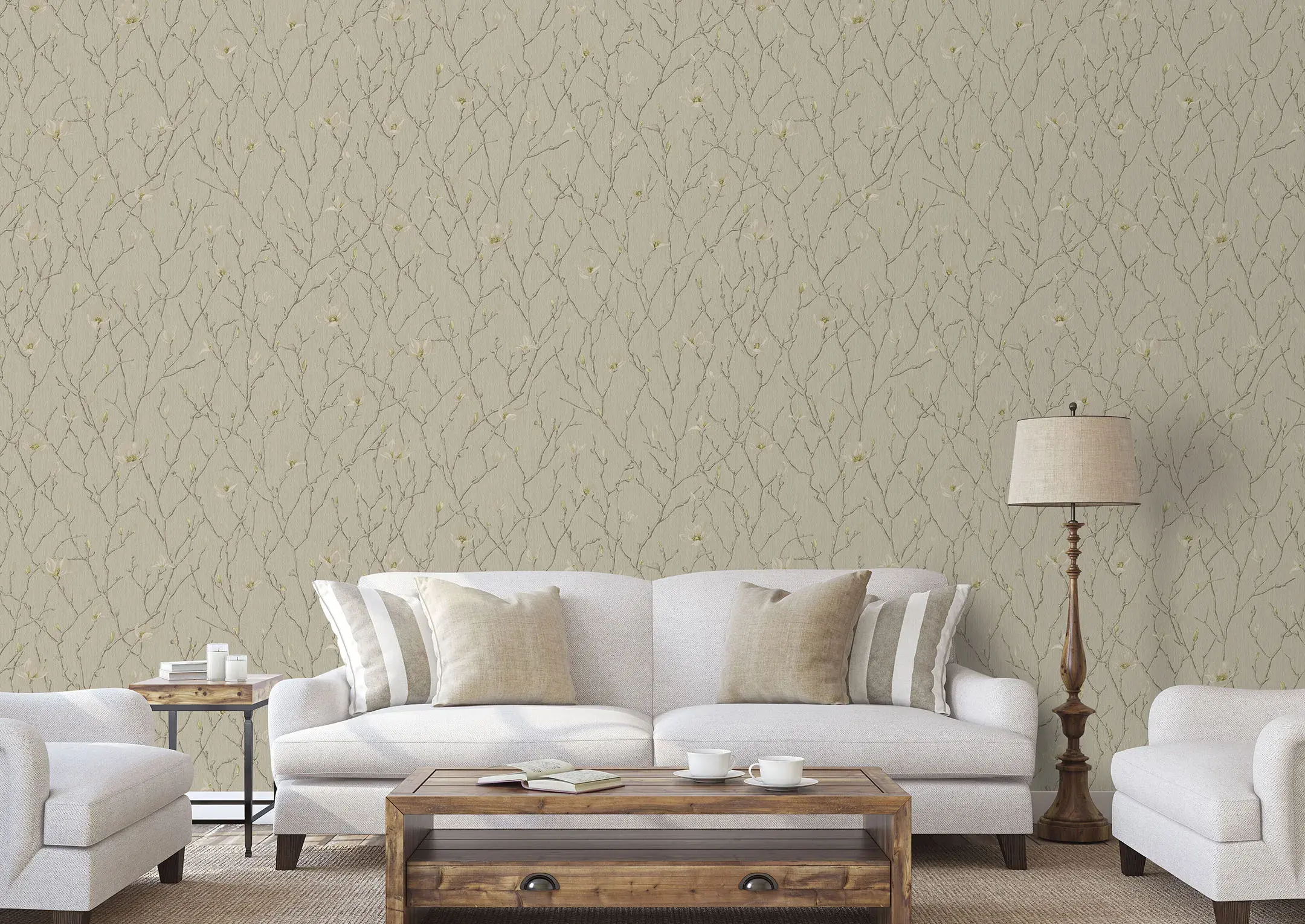 Beige Embossed Wallpaper – Chinoiserie Artistry (7800-3)